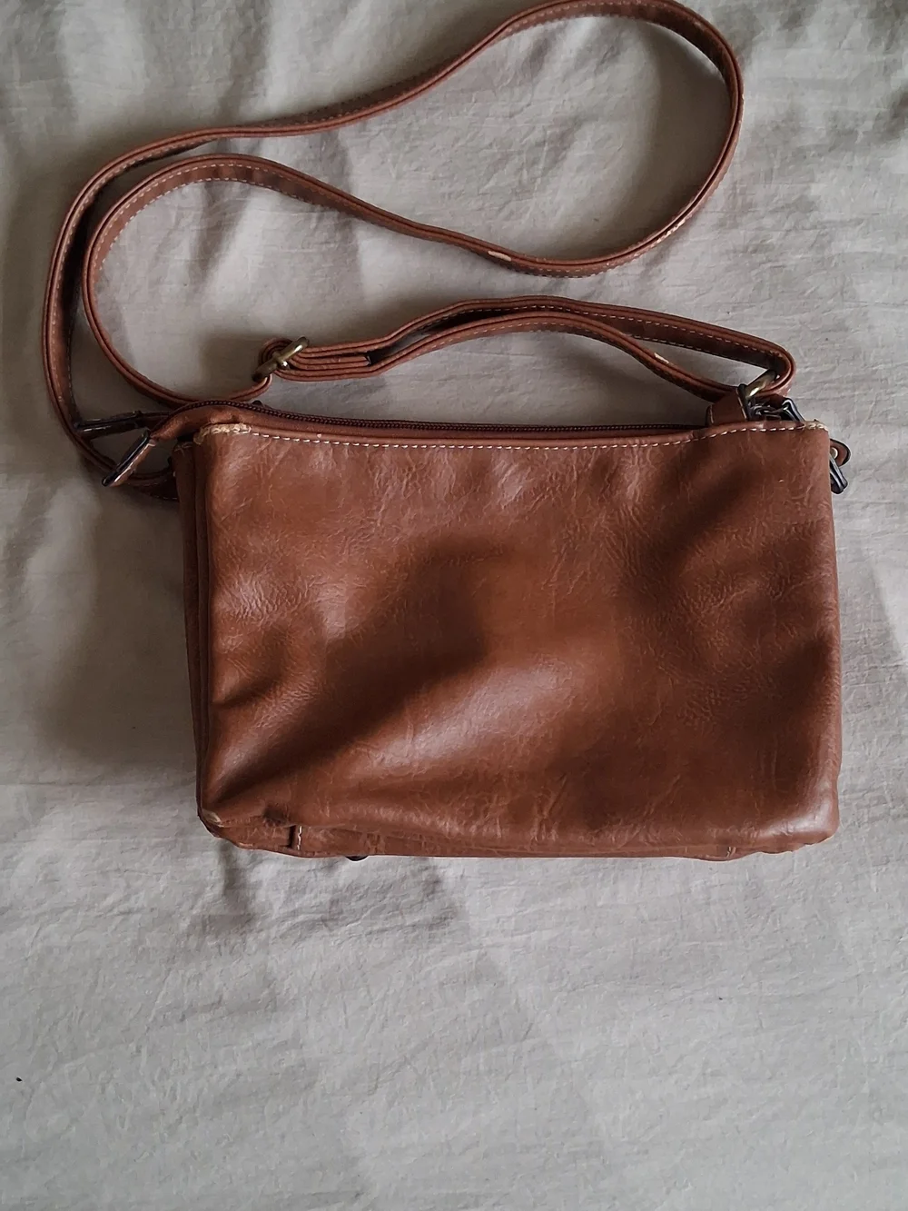 B.O.C Brown Leather Crossbody Bag with Front Buckle Detail